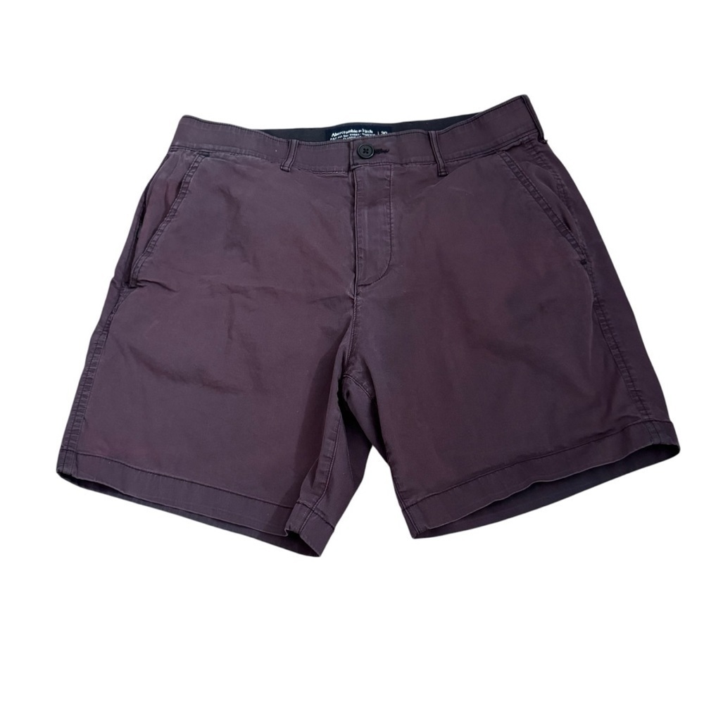 Abercrombie & Fitch Dark Plum Flat Front Chino Shorts
